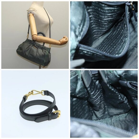 PRADA Hand Bag Nylon 2way Khaki Gold - Picture 14 of 14